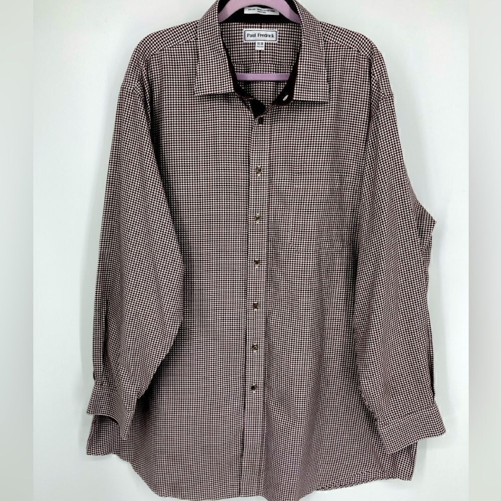 Paul Fredrick Non-Iron Houndstooth Men’s Shirt Size 19/36